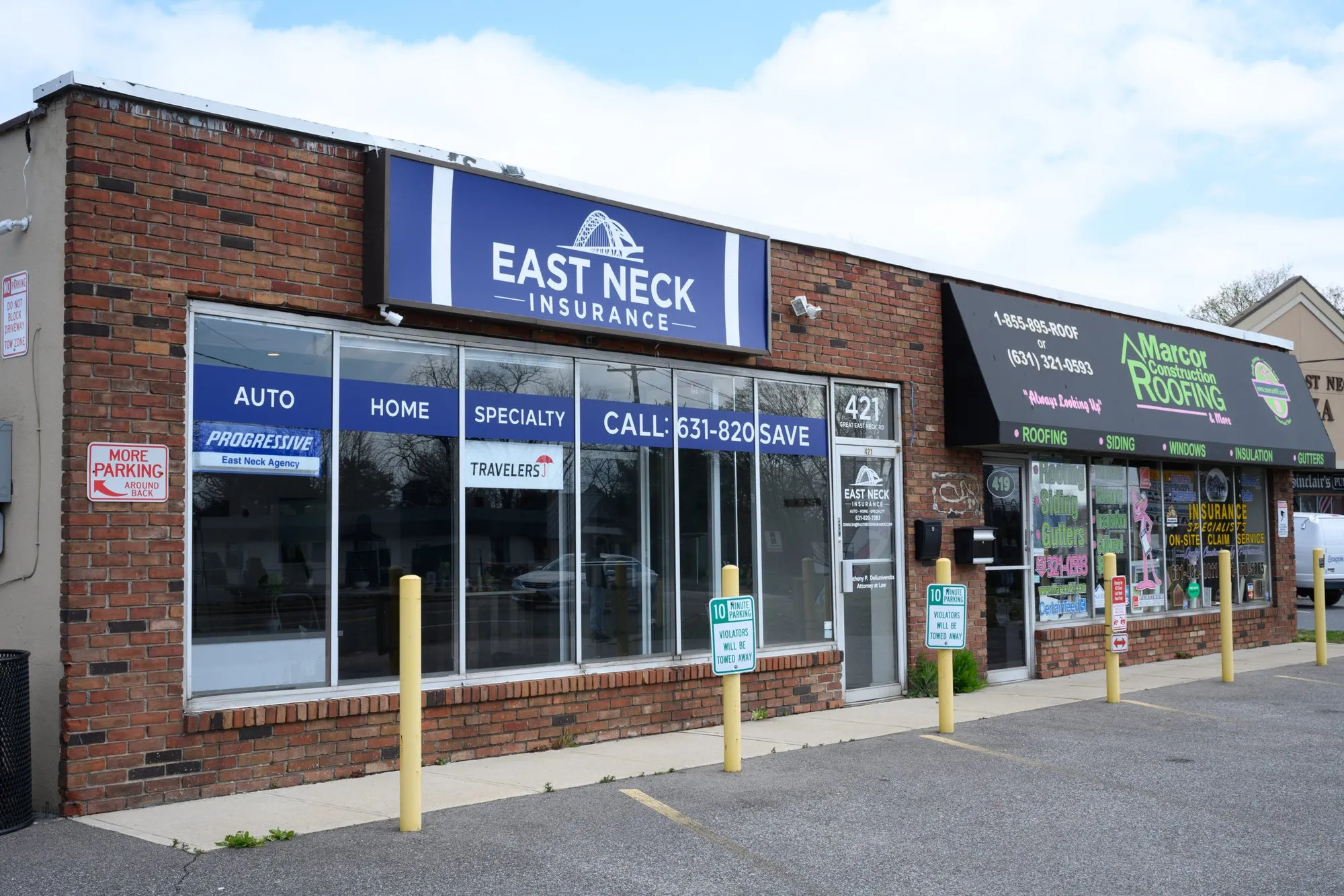 The East Neck Insurance office at 421 Great East Neck Road, West Babylon