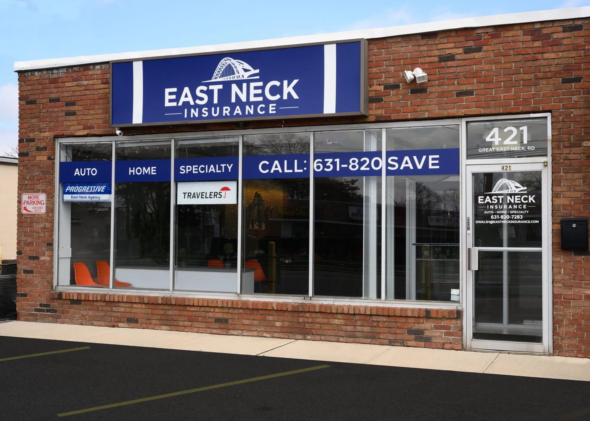 The East Neck Insurance storefront on Great East Neck Road